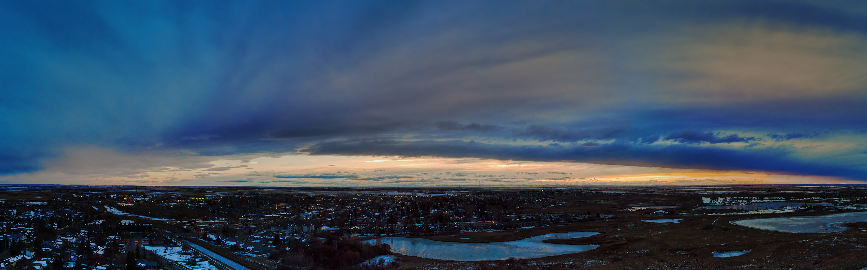 Muted Sunset, Looking West, Strathmore AB, 2023-11-04