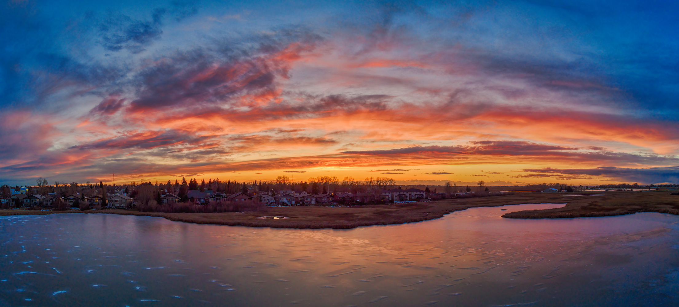 Fire and Ice, Lower Pond, Gray's Park, Strathmore AB, 2023-11-07
