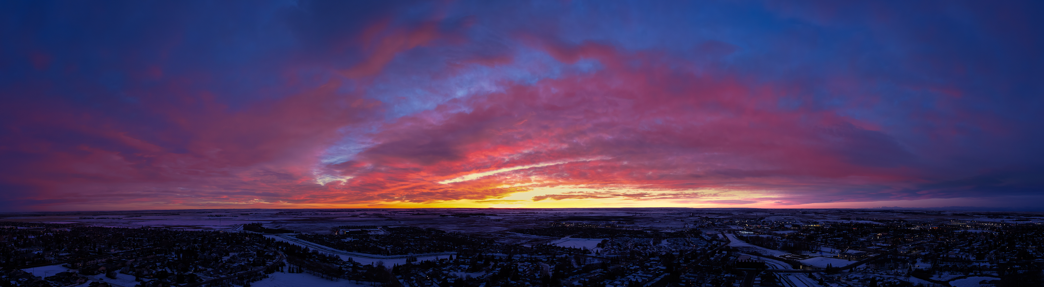 Well Hello There, Sunrise from 120M above Thornbriar Green, Strathmore, Alberta, 2023-12-22