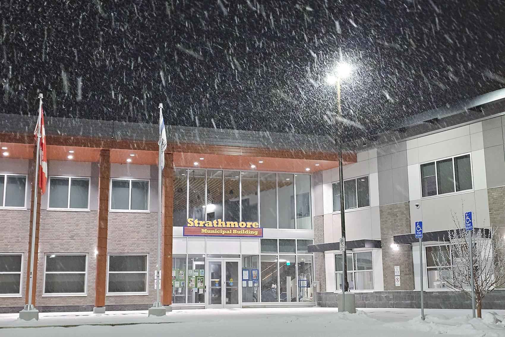 Municipal Building, Kinsmen Park, Strathmore, Alberta, 2024-02-09