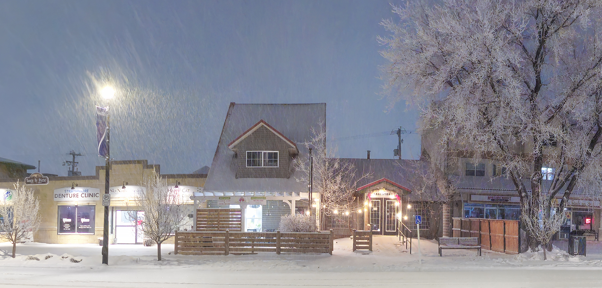 Snowy Spa Visit, Downtown, Strathmore, Alberta, 2024-02-09
