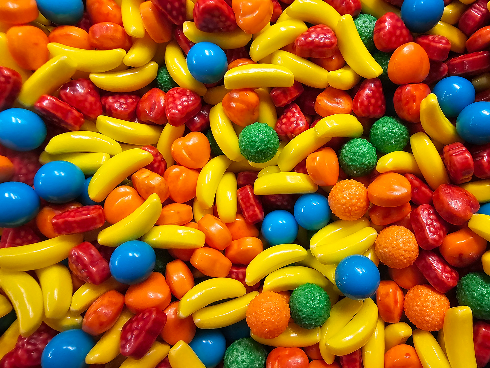 Fruit shaped hard mini-candies, Bulk Barn, Calgary, Alberta, 2024-02-10