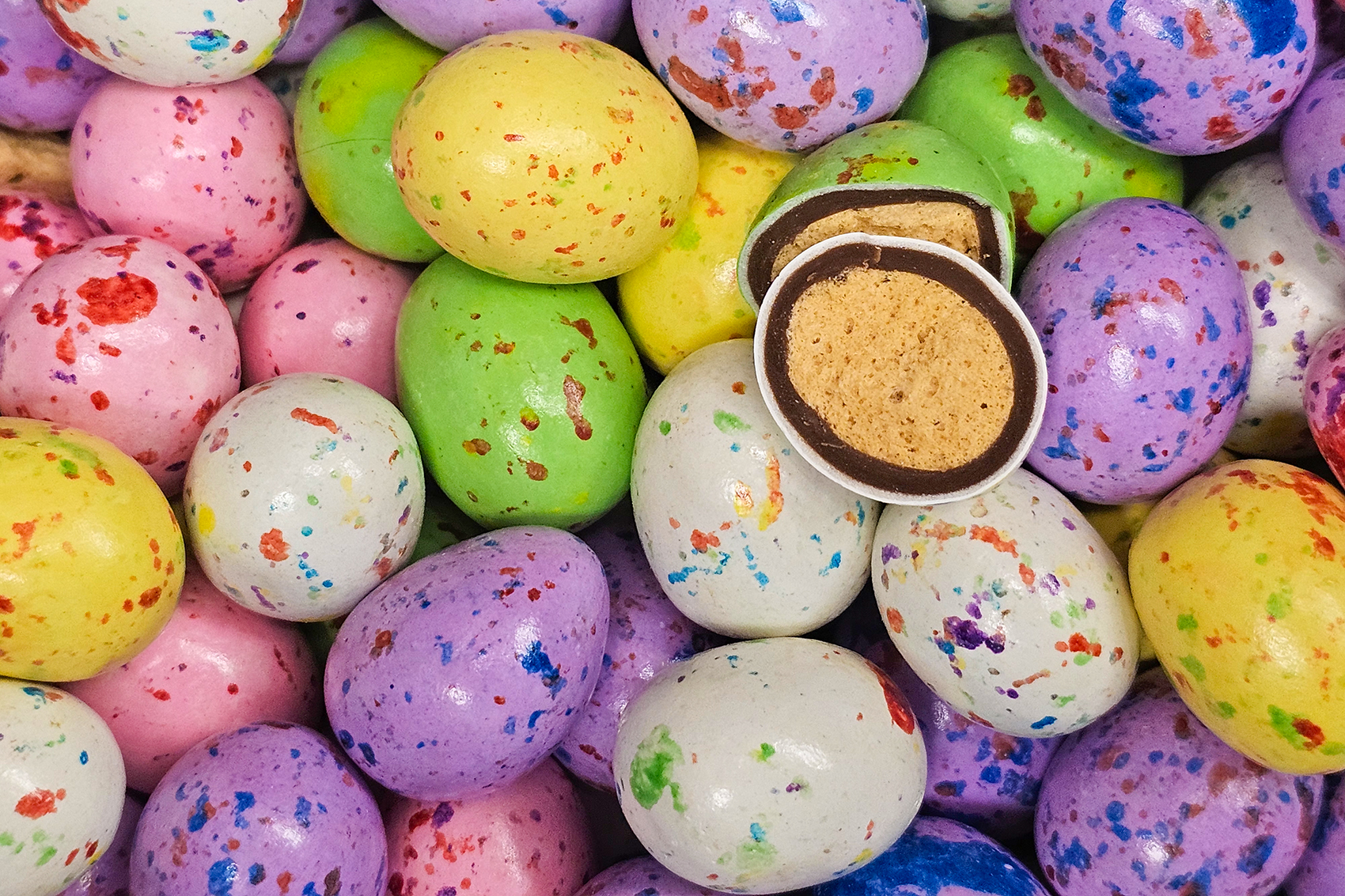 Chocolate coated candy sponge center Easter eggs, Bulk Barn, Calgary, Alberta, 2024-02-10