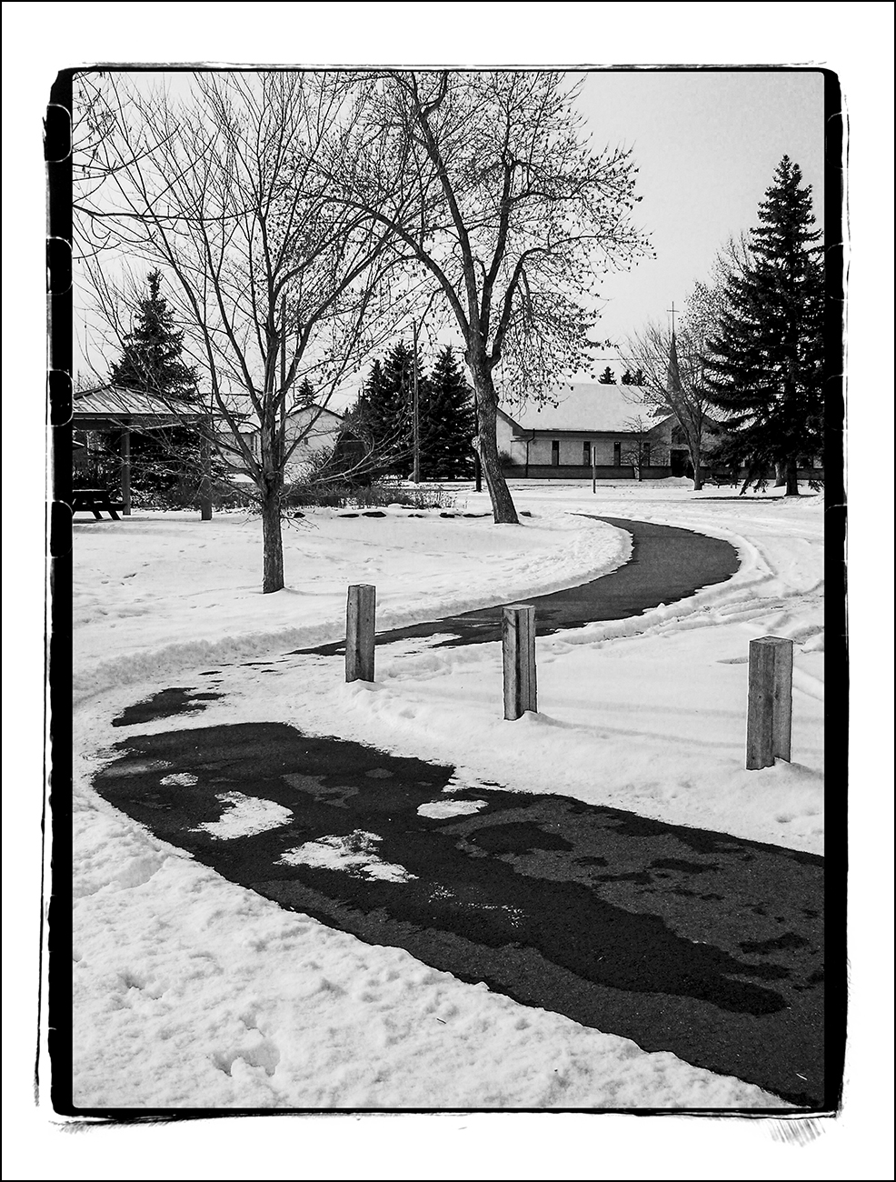 S-curve, Pathway, Lambert Park, Strathmore, Alberta, 2024-02-11a