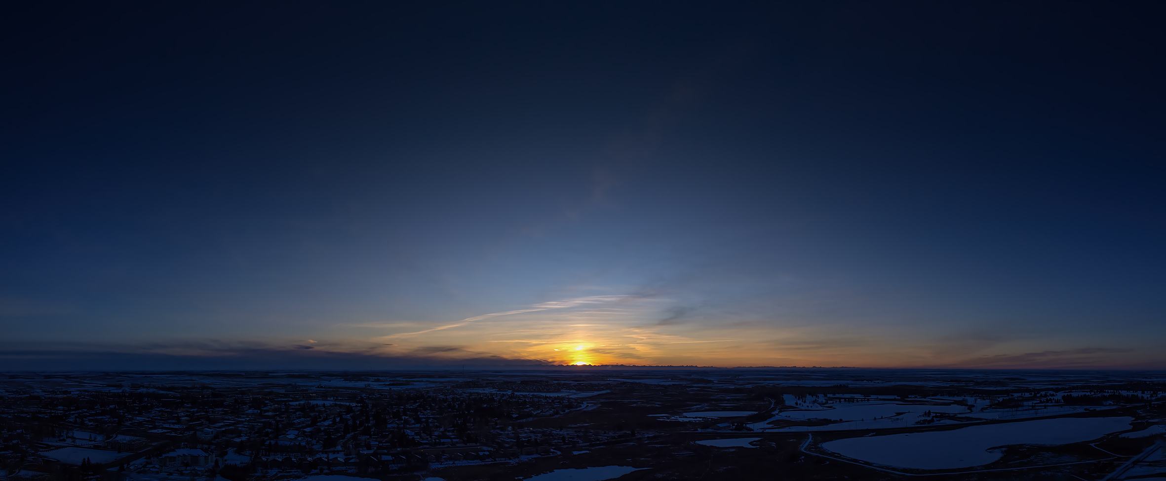 Sunset afterglow over Gray Park, Strathmore, Alberta, 2024-02-19
