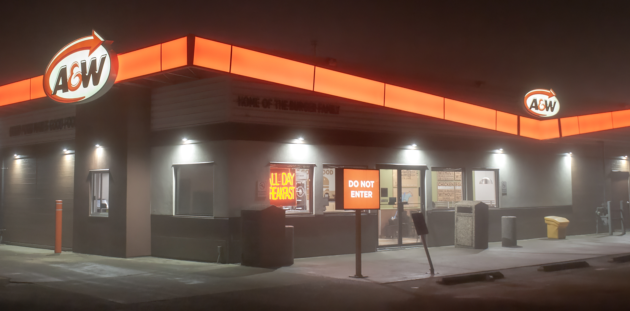A&W in the fog, Strathmore, Alberta, 2024-02-25 (Canon EOS 300D)
