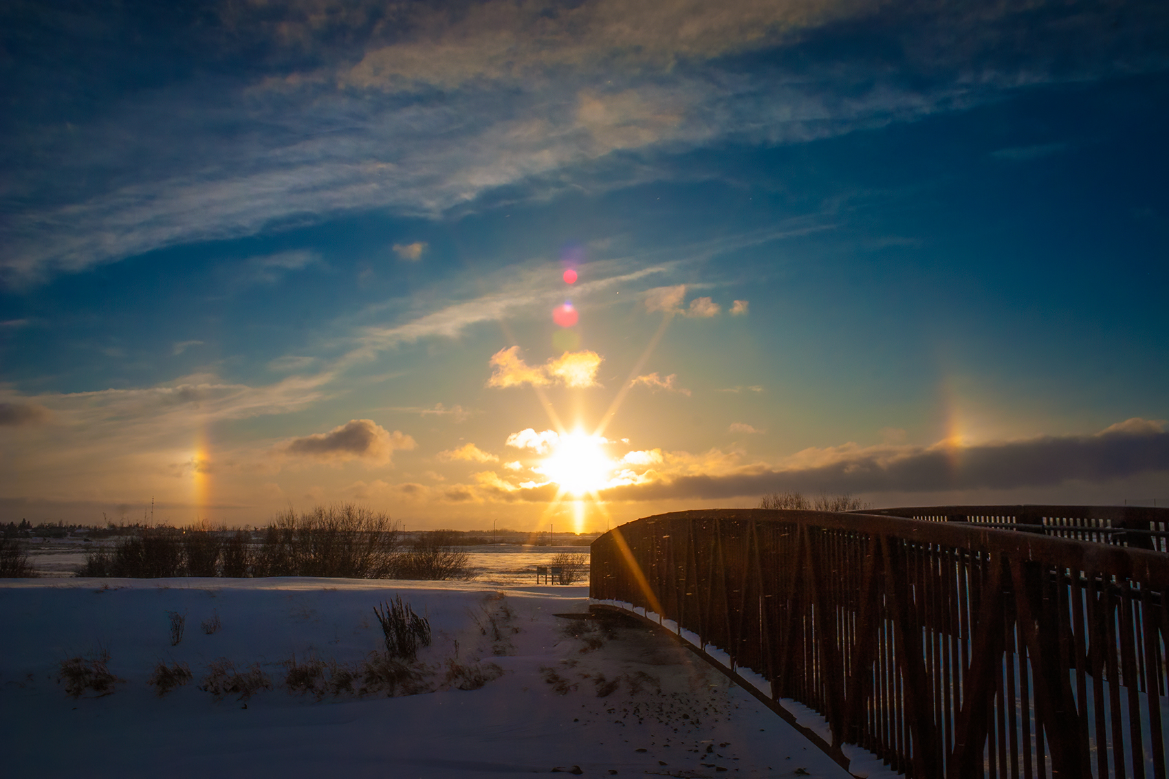 Late Evening Sundog, Tom Sadler Bridge, Strathmore, Alberta, 2024-03-02