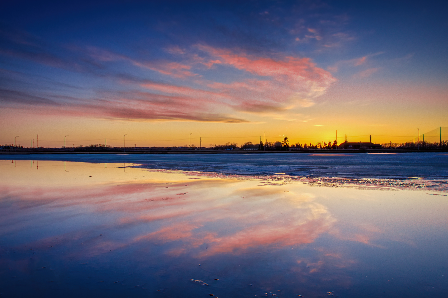 Open for the season, Upper Gray Pond, Strathmore, Alberta, 2024-03-18