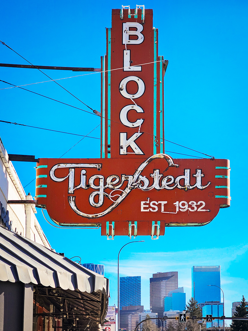 Sign over the city, Center Street N, Calgary, AB, 2024-03-31