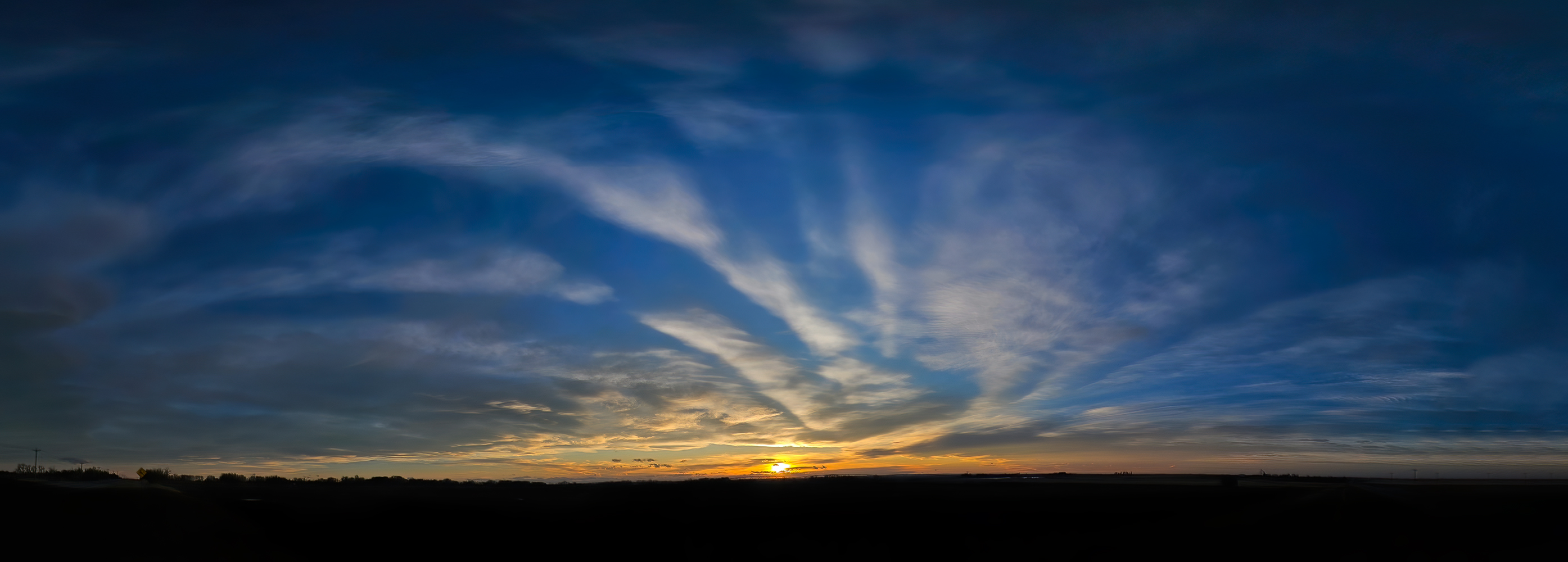 Ribbed clouds, Sunset, Wheatland County, AB, 2024-04-02