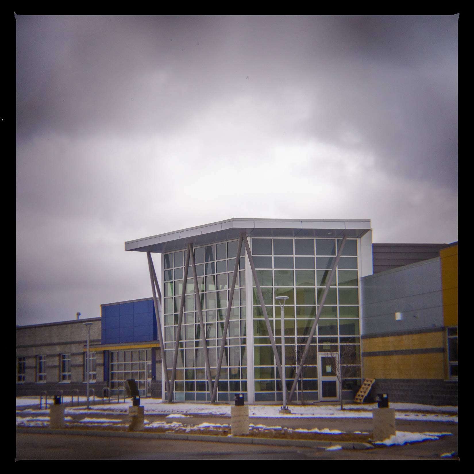 Side of Wheatland Crossing School, Hwy 561 near Standard, AB, 2024-04-06