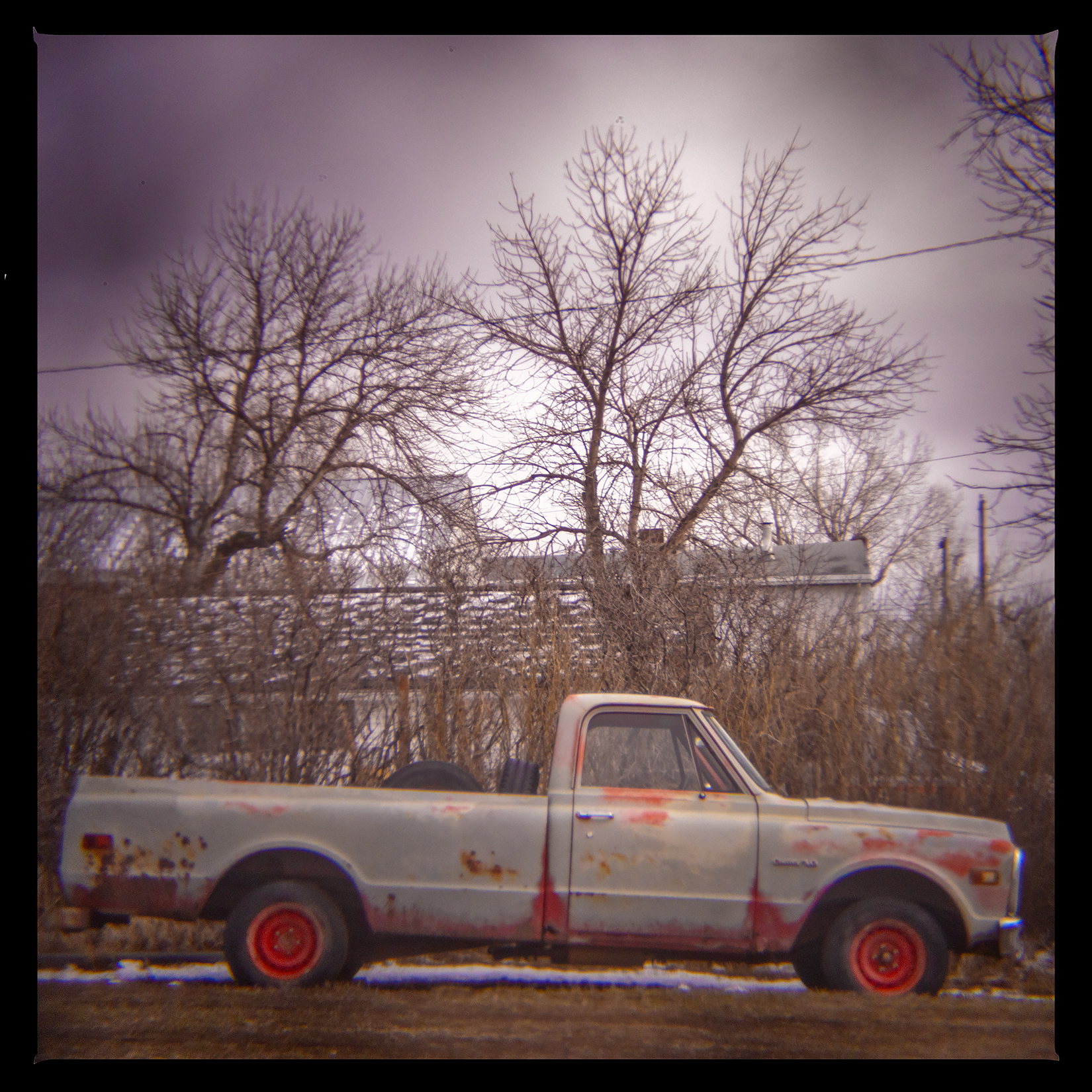 Thrashed pickup truck, Standard, AB, 2024-04-06