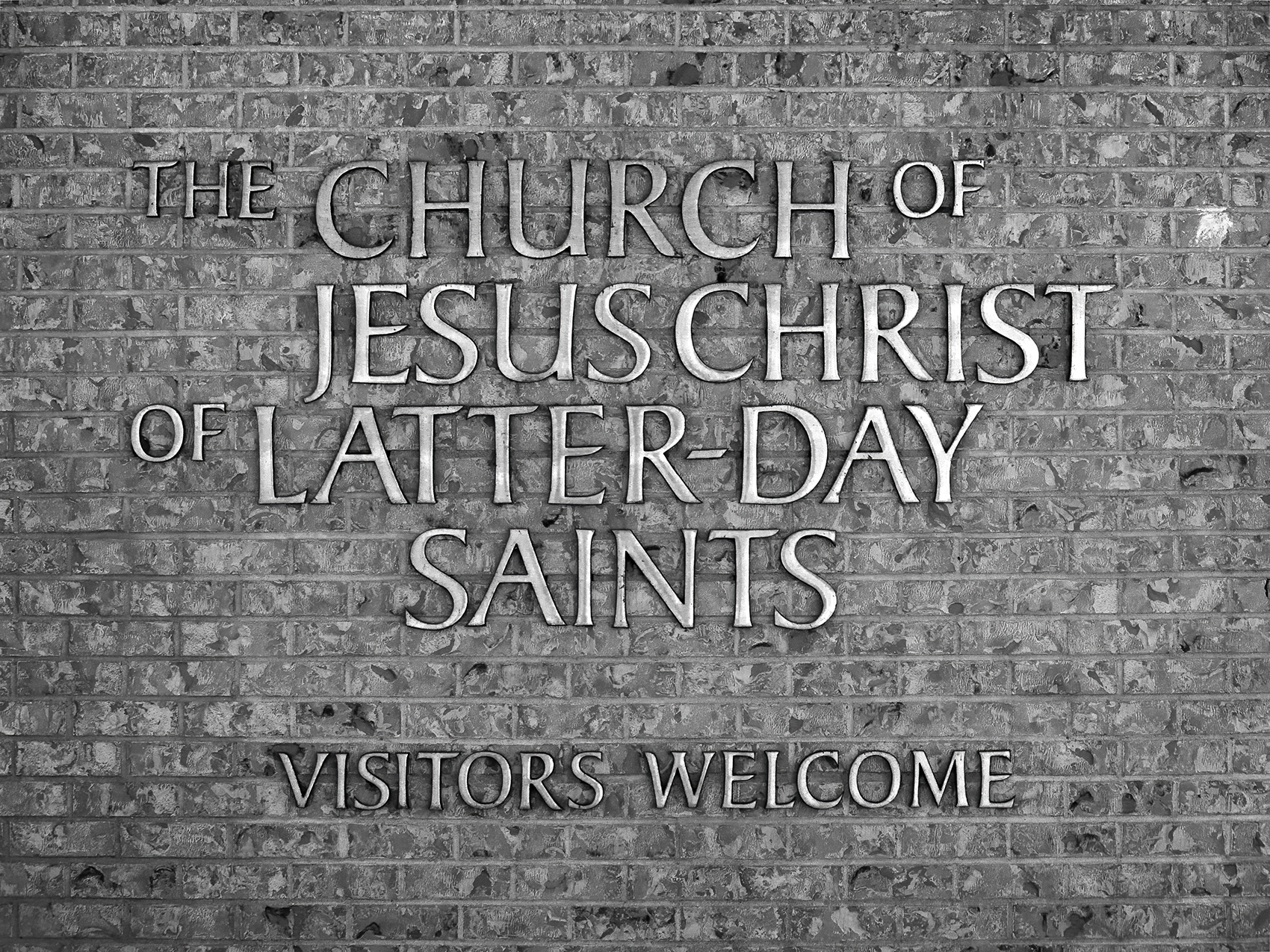Signage, LDS Church, Strathmore, AB, 2024-04-08 (B&W)
