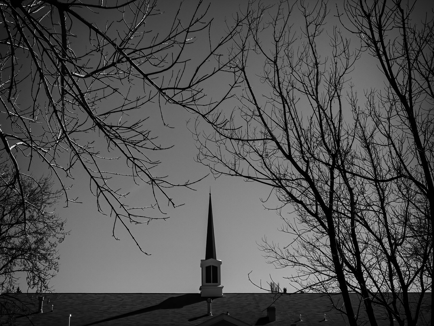 Picture imperfect, LDS Church, Strathmore, AB, 2024-04-08 (B&W)