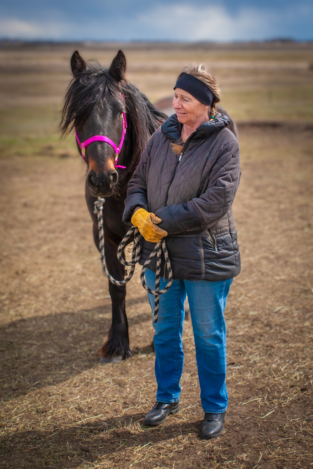Pam in her natural environment, Wheatland County, AB, 2024-04-21