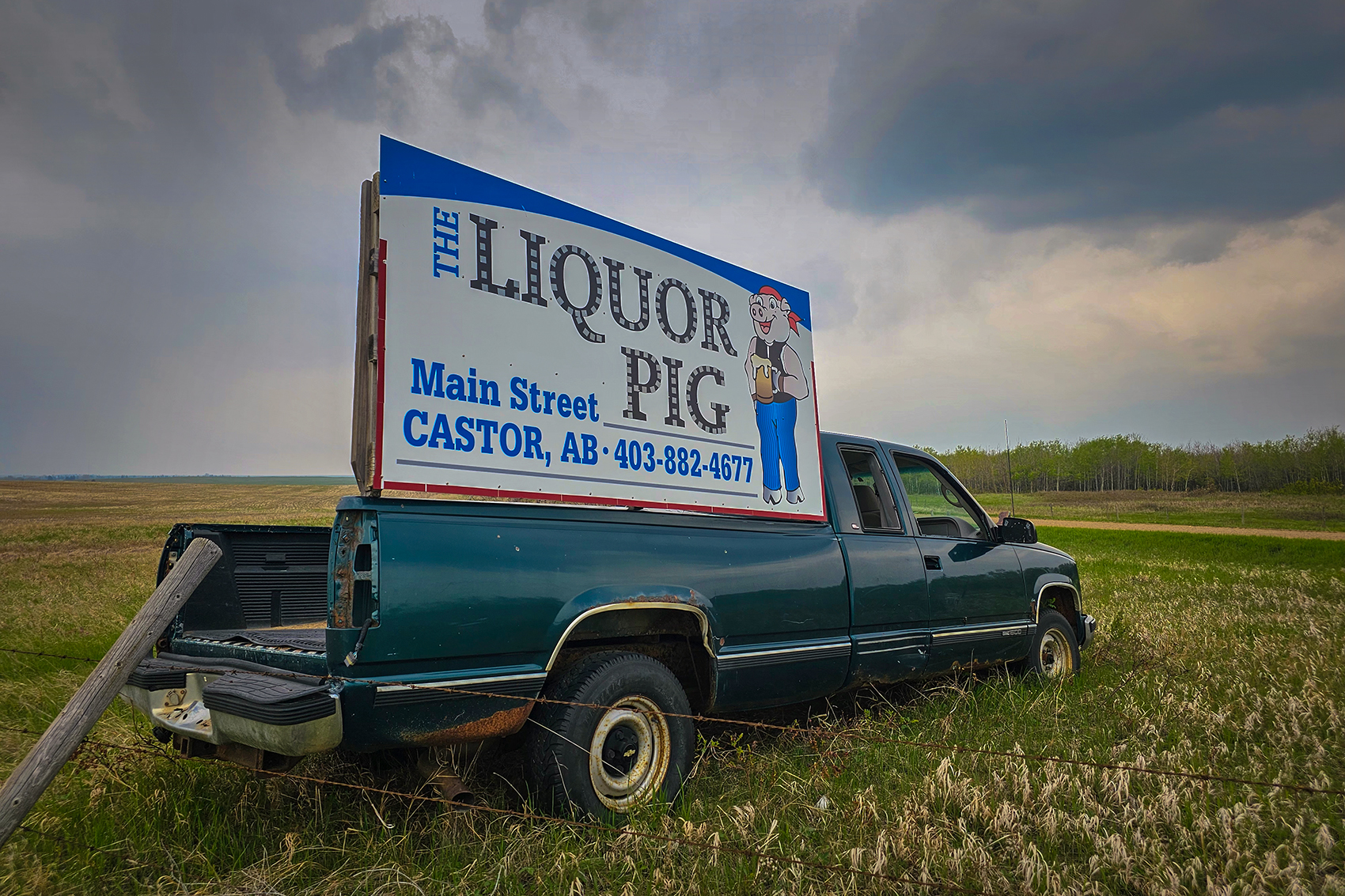 The Liquor Pig, Signage, Hwy 21, Alberta, 2024-05-19