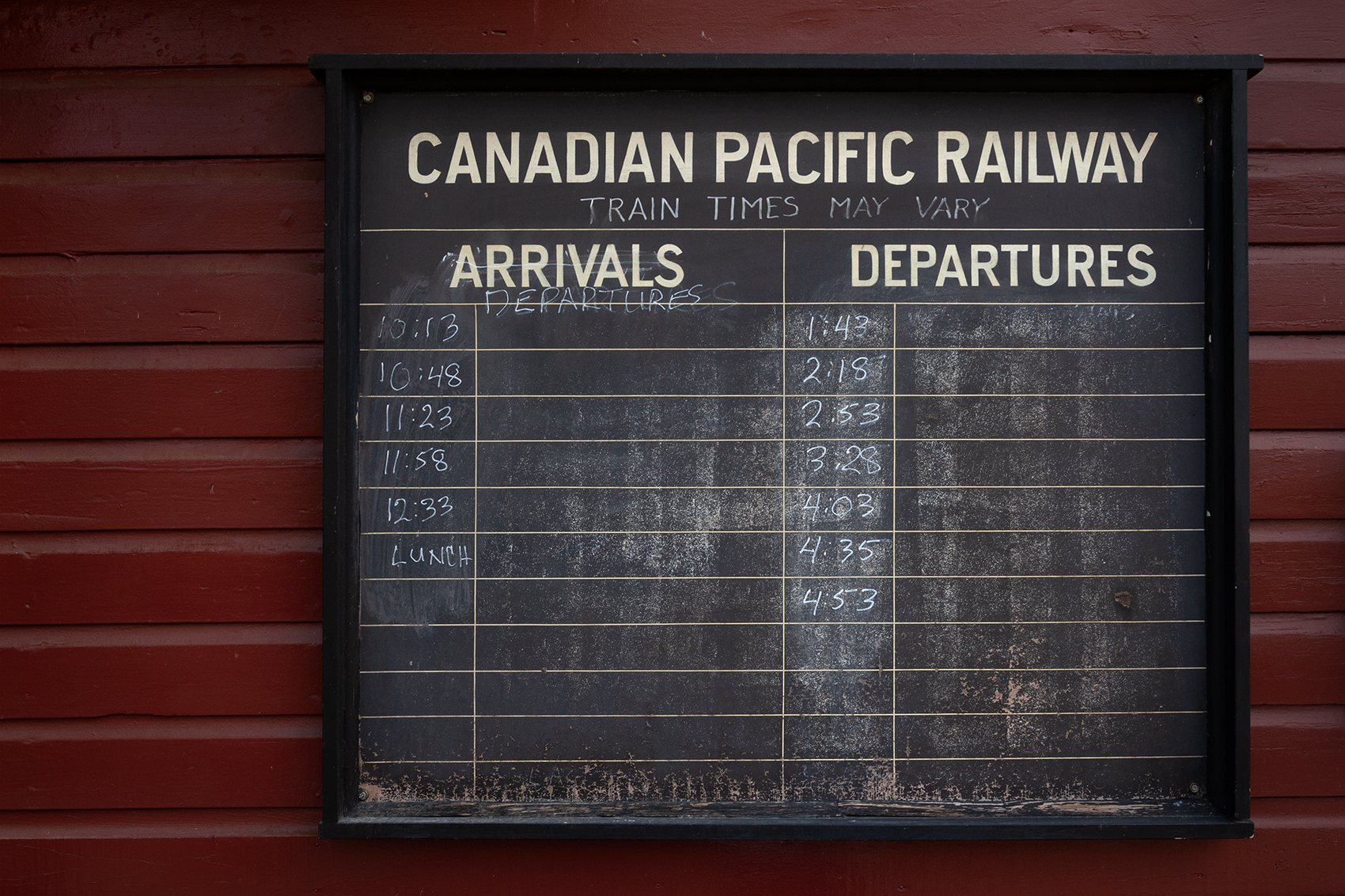Schedule, Midnapore Station, Heritage Park, Calgary, AB, 2024-05-25