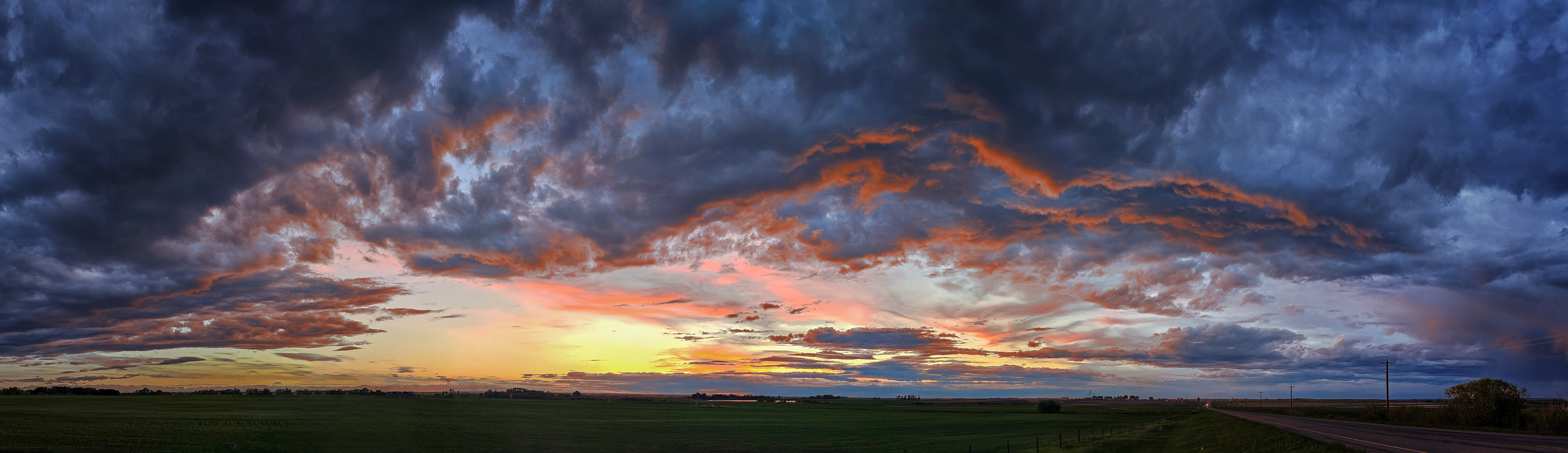 After the sun goes down, Hwy 817 North, Wheatland County, AB, 2024-06-01