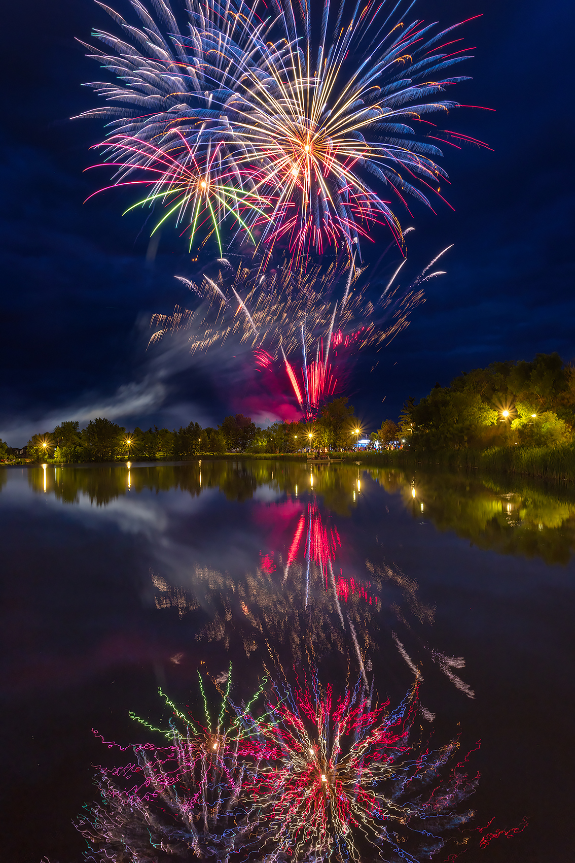 Fireworks 22, Canada Day, Kinsmen Lake, Strathmore, AB, 2024-07-01