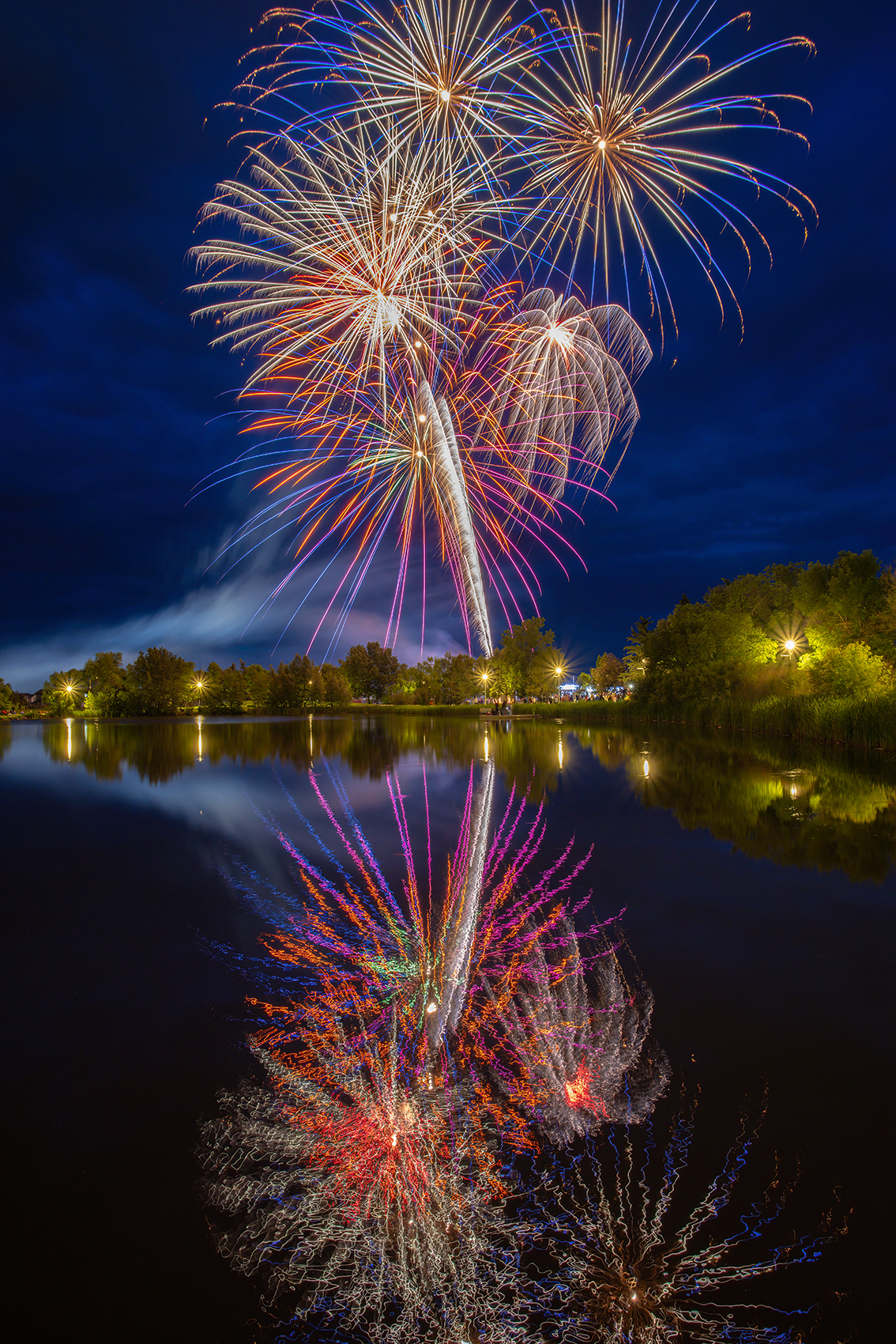 Fireworks 02, Canada Day, Kinsmen Lake, Strathmore, AB, 2024-07-01