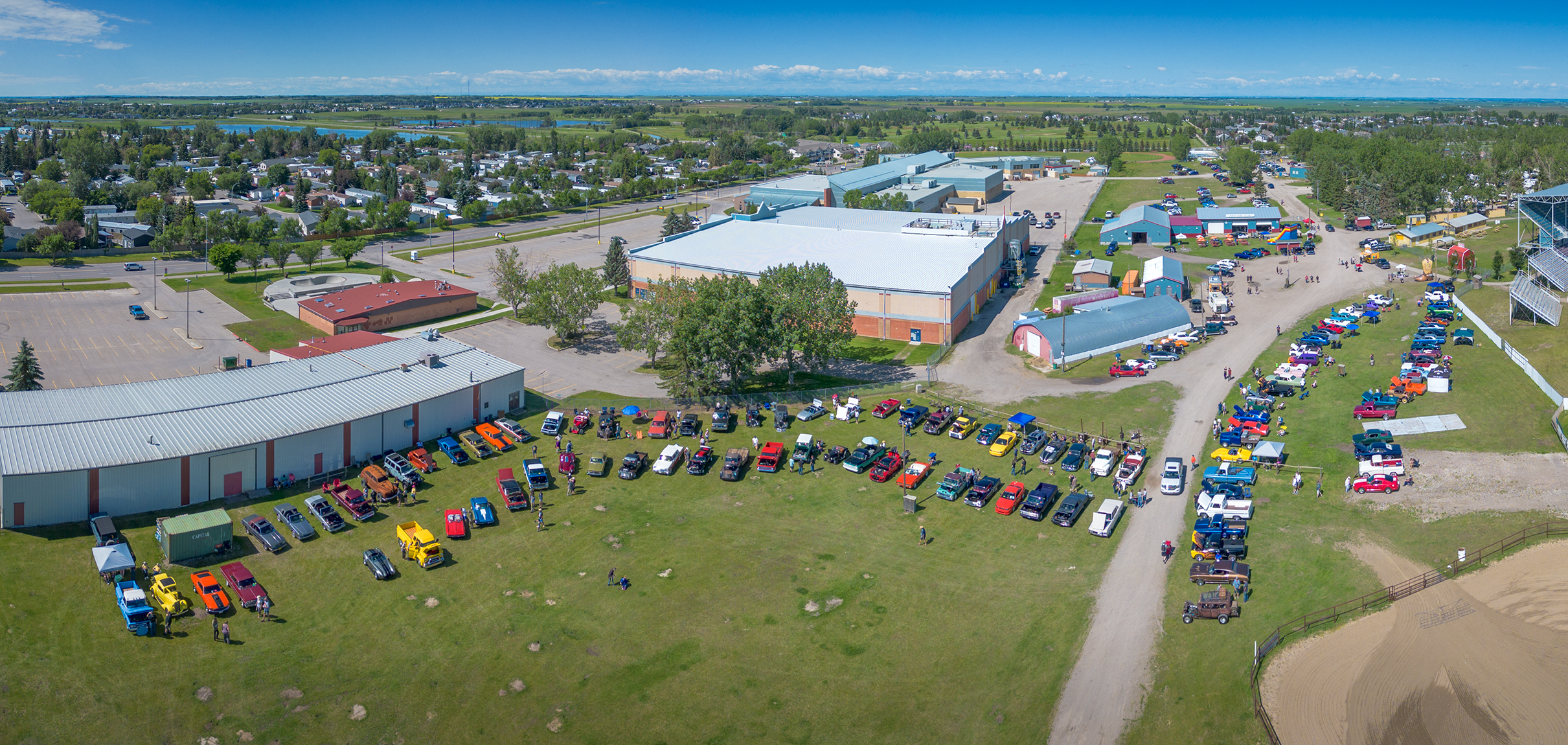 Car Show Aerial 001, Strathmore, AB, 2024-07-06