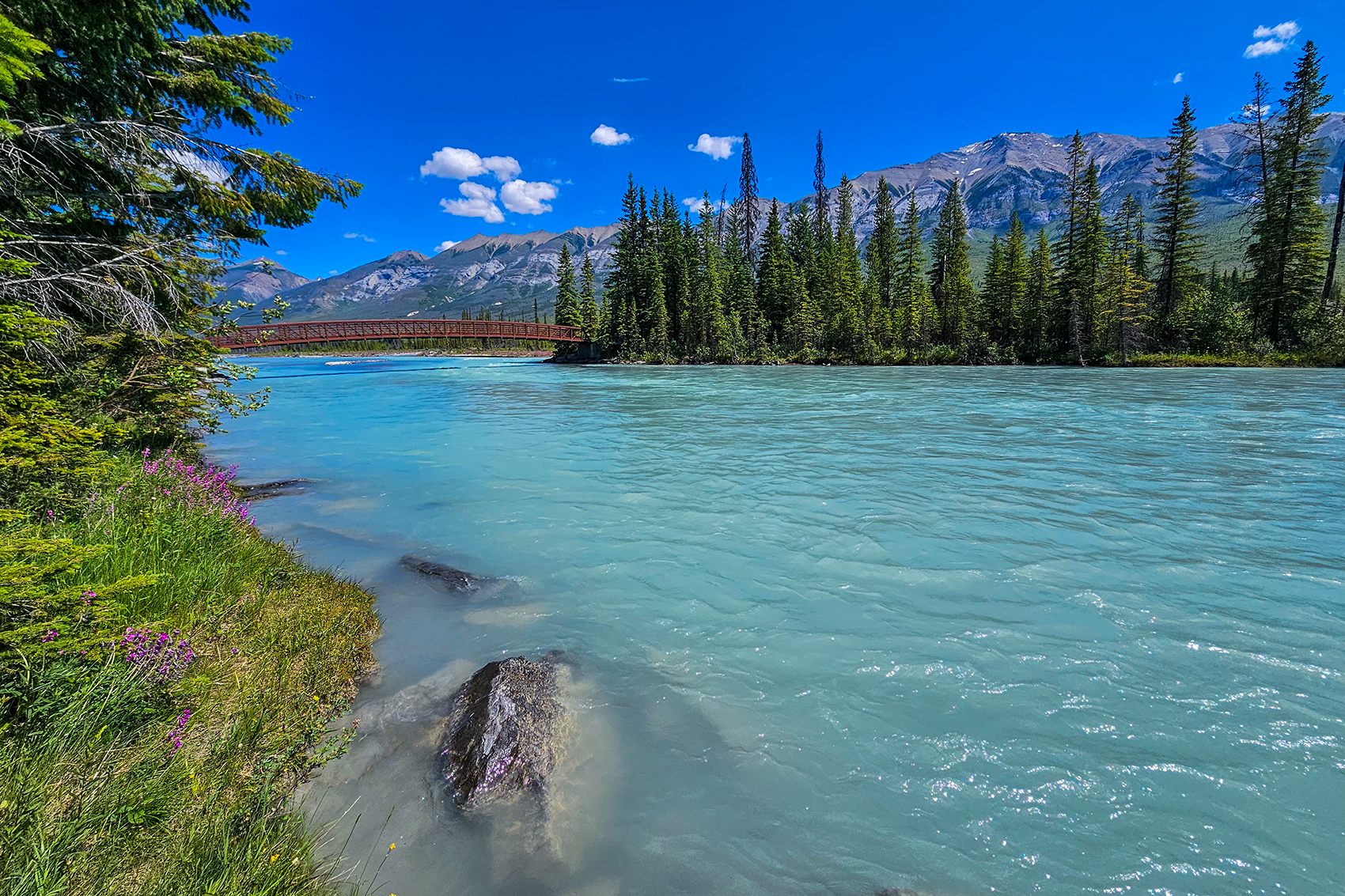 Bridge over troubled water, Simpson River, East Kootenay, British Columbia, 2024-07-15
