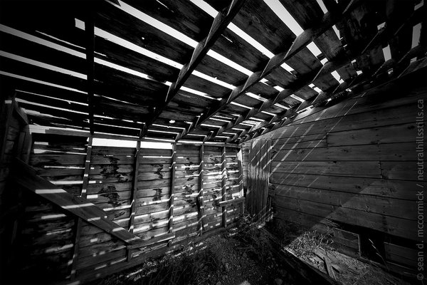 Light and shadows play in old shed