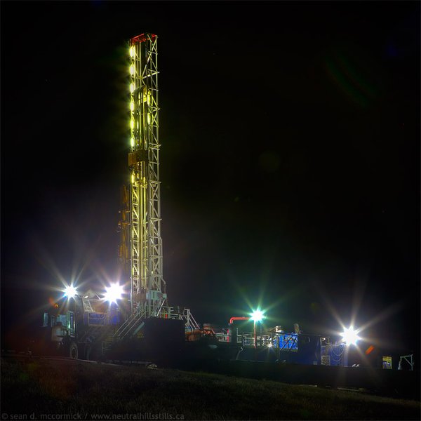 Midnight oil: Drill rig off Hwy 12 near Kirriemuir