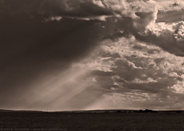 Crepuscular Rays Visible East of Esther, AB, July 16, 2008