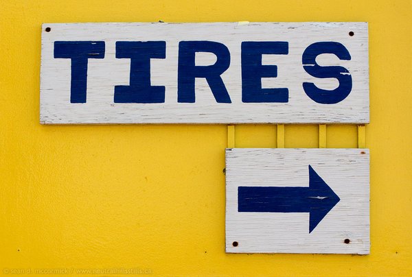 At the risk of stating the obvious: Sign at the back of Fountain Tire in Oyen.