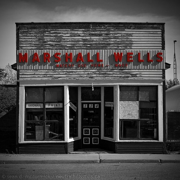 Marshall Wells store front, Main Street, Cereal, Alberta