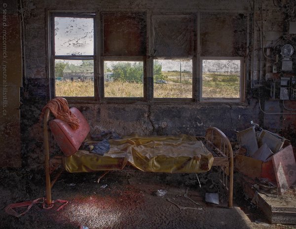 Beyond Nasty: Old bed, Wayside Garage, Chinook, Alberta