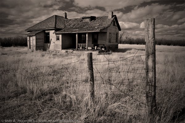 The Old Barney Homestead: Fence in forgeround