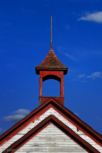 Bell tower, Lake's End School, NW of Consort AB