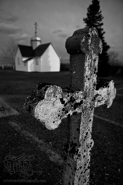 Grave marker overlooking Senkiw Ukranian Church