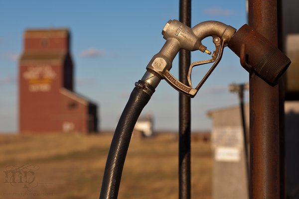 Gas nozzle and Esther elevator as dusk approaches