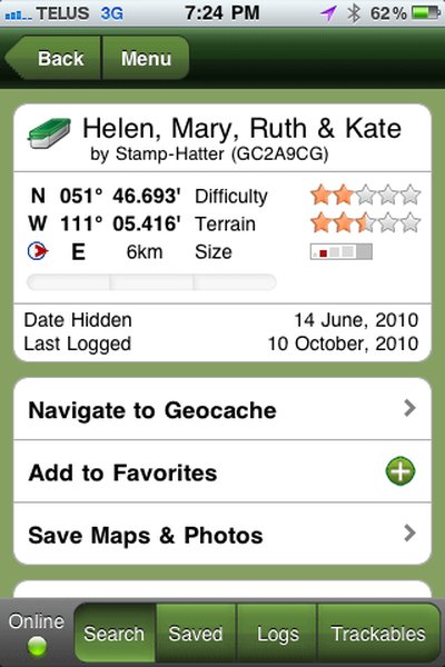 Geocaching GC2A9CG: Info on "Helen, Mary, Ruth, and Kate"