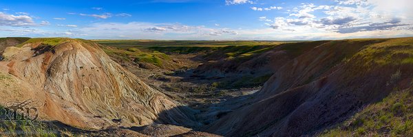 Monitor Mud Buttes 2011: South facing panoramic at dusk