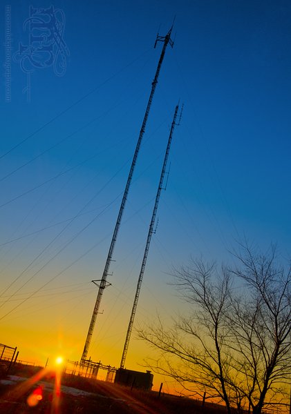 Sunrise, Mar 31, 2012: Towers east of Consort, AB