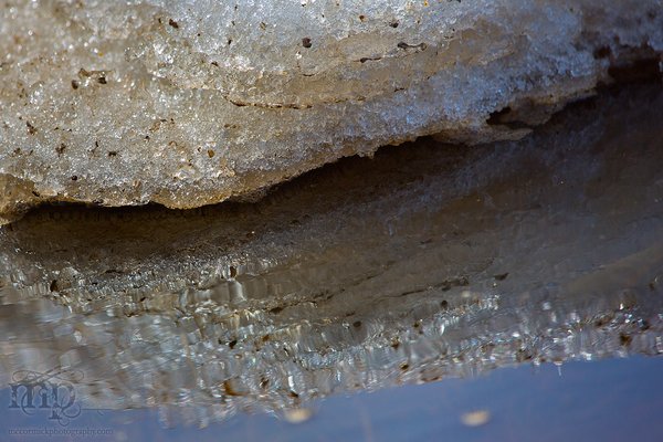Closeup of melting snow drift
