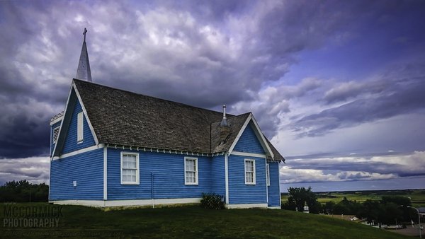 Big Valley : Alberta : Blue Church On the Hill