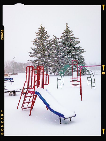 Slip n Slide, Thornbriar Green, Strathmore, Alberta, 2024-03-02