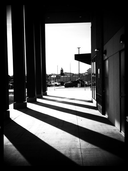 Pillars and Shadows, Municipal Building, Strathmore, Alberta, 2024-03-15