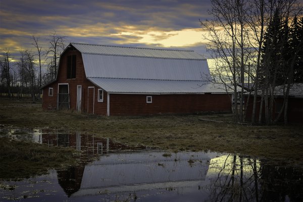 Barn reflection near Peanut Lake