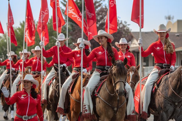 Calgary Stampede Showriders, Stampede Parade, Strathmore, Alberta, July 31, 2021