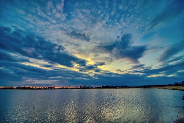 Gray's Pond, HDR, Sunset, 2022-03-01, Sun Nearly Faded