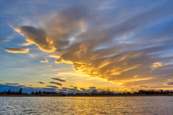 Gray's Pond, Sunset, HDR Composite, Portrait, Sun Below Horizon, Closer Look, 2022-05-04
