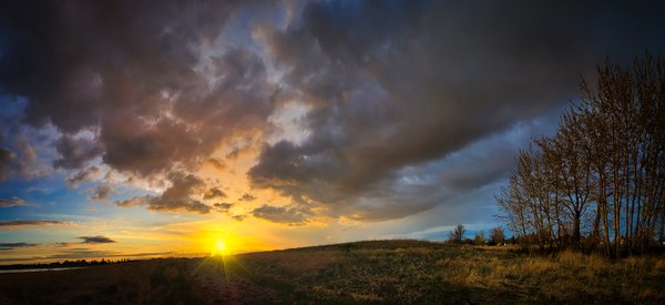 Gray's Park, Sunset Over Path, Stitched Panorama, 2022-05-13