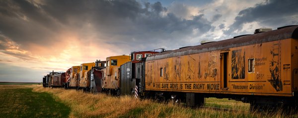 Derailed by Time, Train Cars, Mossleigh, AB, 2022-05-27