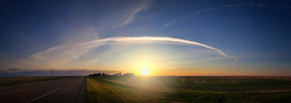 Roadside Sunset, Panorama, Hwy 9 Facing West, 2022-05-31
